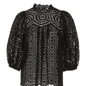 Ulla Johnson Lenna eyelet Top Black size 6